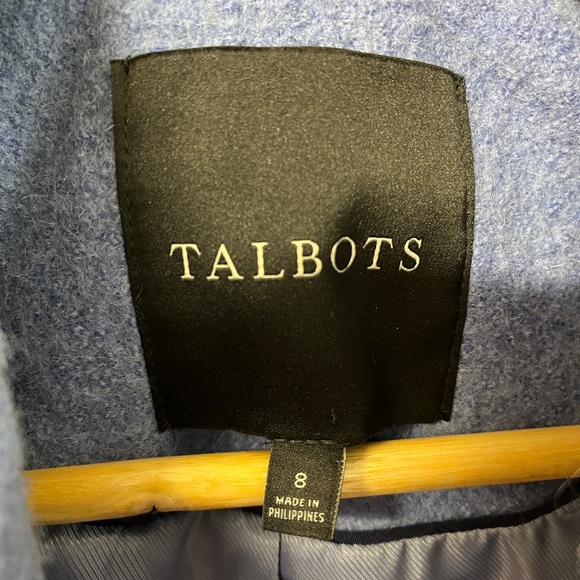 NWOT size 8 Talbots Classic Periwinkle Blue Pea Coat wool/blend - Picture 5 of 9
